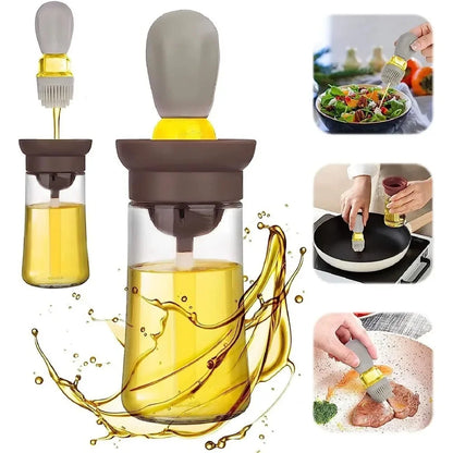 "Multi-Function Silicone Oil Dispenser Set – Dropper, Measuring & Brush for Cooking"