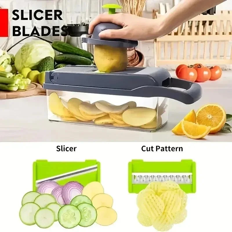 "All-in-One 14/16-in-1 Food Chopper – Vegetable Cutter, Slicer, and Grater for Kitchen"