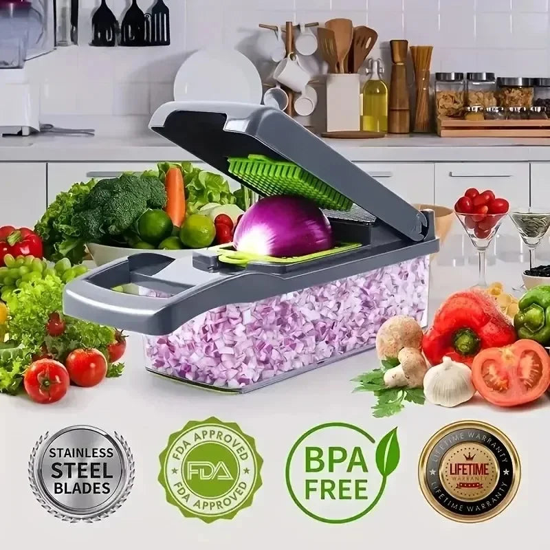 "All-in-One 14/16-in-1 Food Chopper – Vegetable Cutter, Slicer, and Grater for Kitchen"