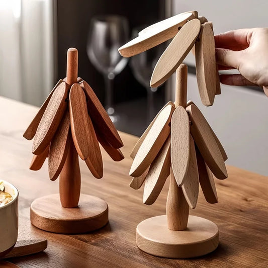 Wooden Tree-Shaped Hot Pads – Festive and Durable .