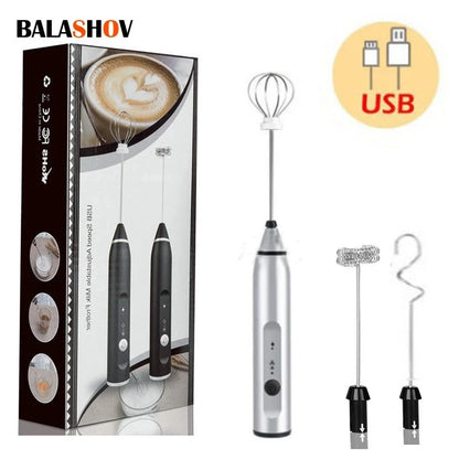 "Wireless Electric Milk Frother – USB Rechargeable Handheld Blender"