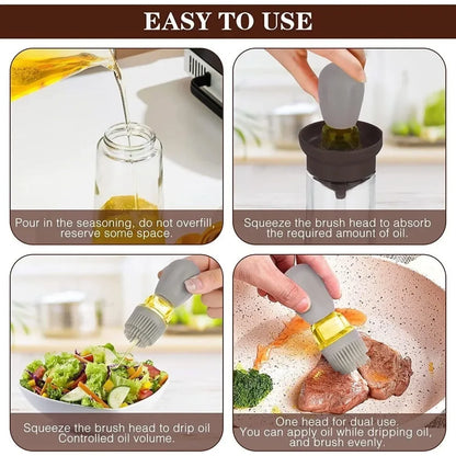 "Multi-Function Silicone Oil Dispenser Set – Dropper, Measuring & Brush for Cooking"