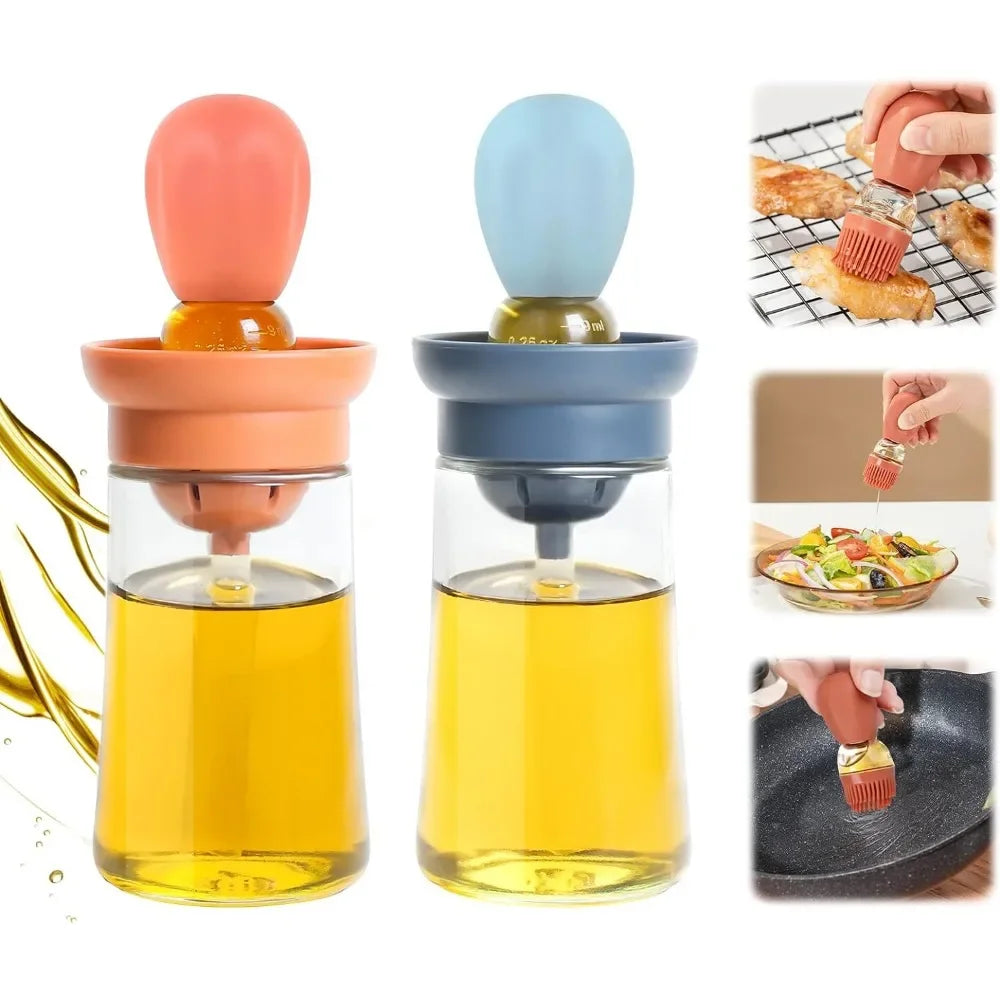 "Multi-Function Silicone Oil Dispenser Set – Dropper, Measuring & Brush for Cooking"