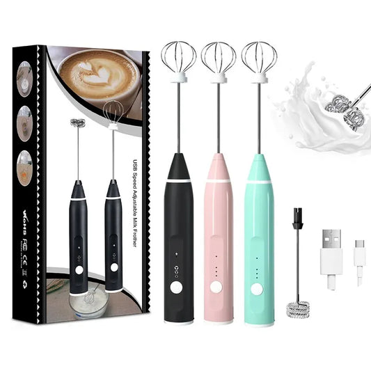 1 PCS USB Rechargeable Electric Milk Frother & Portable Egg Beater"