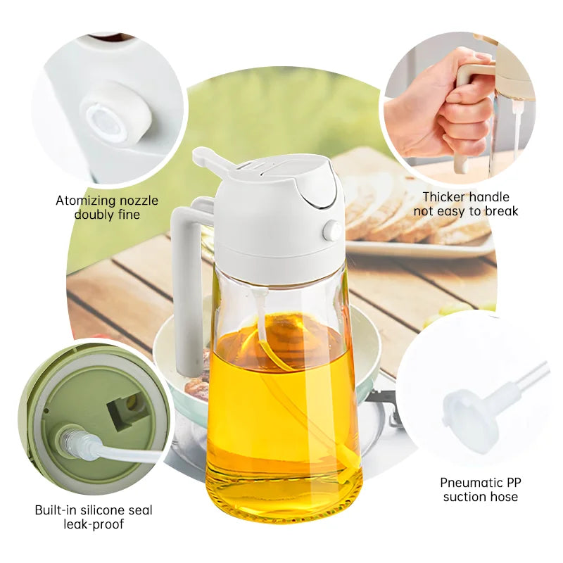 500ml Oil Spray & Kitchen Organizer – 2-in-1 Cooking Bottle for Healthy Meals