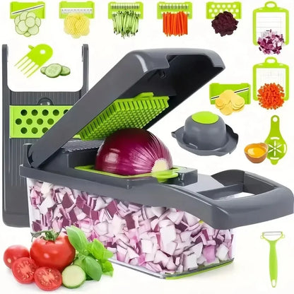 "All-in-One 14/16-in-1 Food Chopper – Vegetable Cutter, Slicer, and Grater for Kitchen"