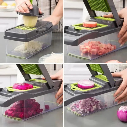 "All-in-One 14/16-in-1 Food Chopper – Vegetable Cutter, Slicer, and Grater for Kitchen"