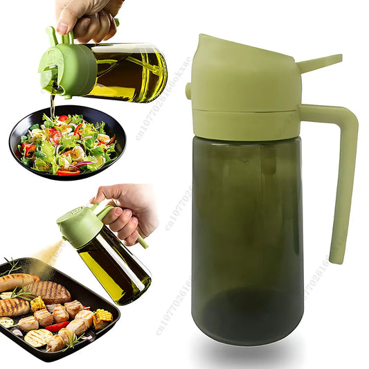 2-in-1 Dark Glass Olive Oil Sprayer & Dispenser – Perfect for Cooking, Salads, and Barbecues"