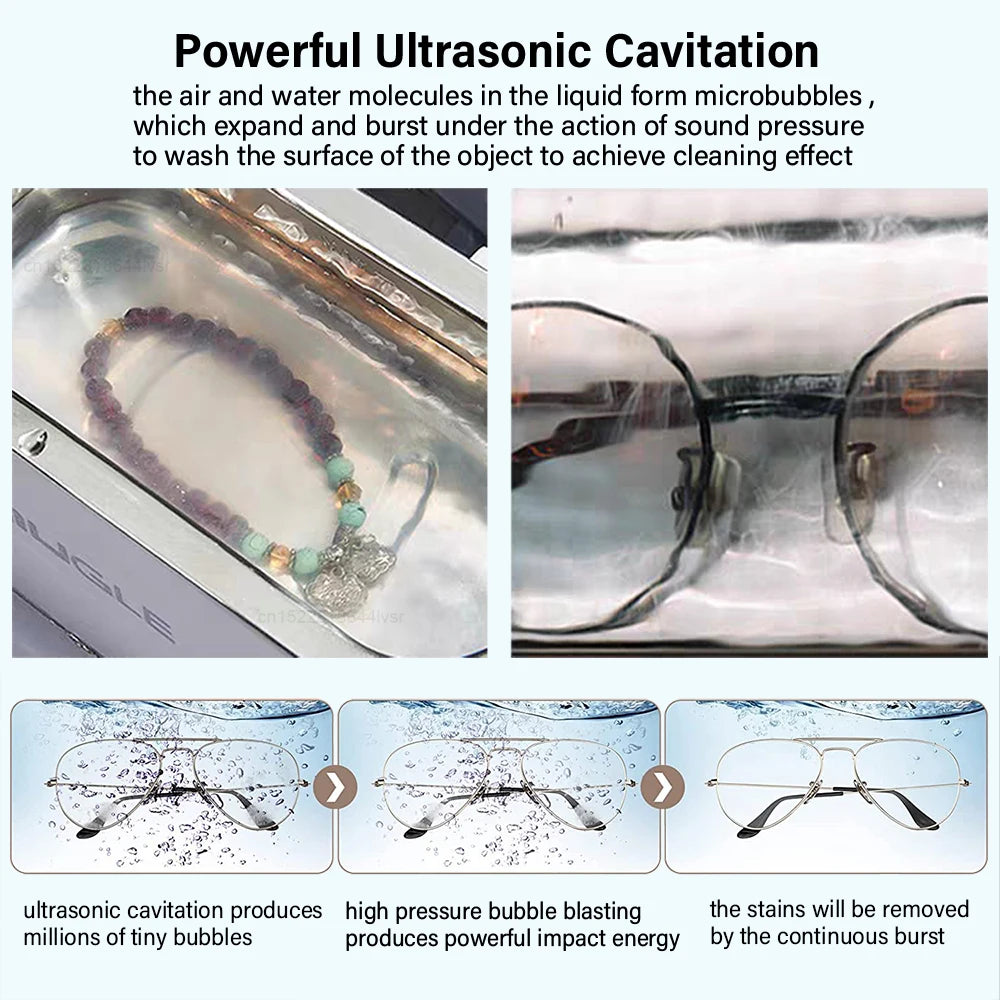 "35W Ultrasonic Cleaner – 500ML Glasses & Jewelry Cleaner Machine with Ultrasound Bath